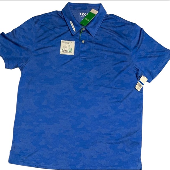 IZOD GOLF GRID POLO SHIRT BLUE COLOR SHORT SLEEVE NEBULAS BLUE SIZE EXTRA LARGE - Picture 6 of 14